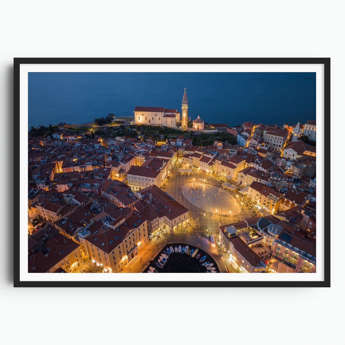 Piran Print Slovenia Wall Art Adriatic Sea Tartini Square St Georges Parish Church Travel Poster Travel Print Aerial Photography