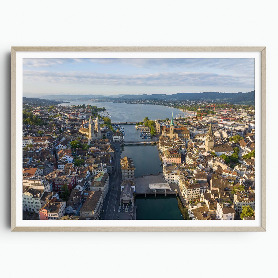 Zurich Switzerland City Aerial Limmat River Lake View Poster