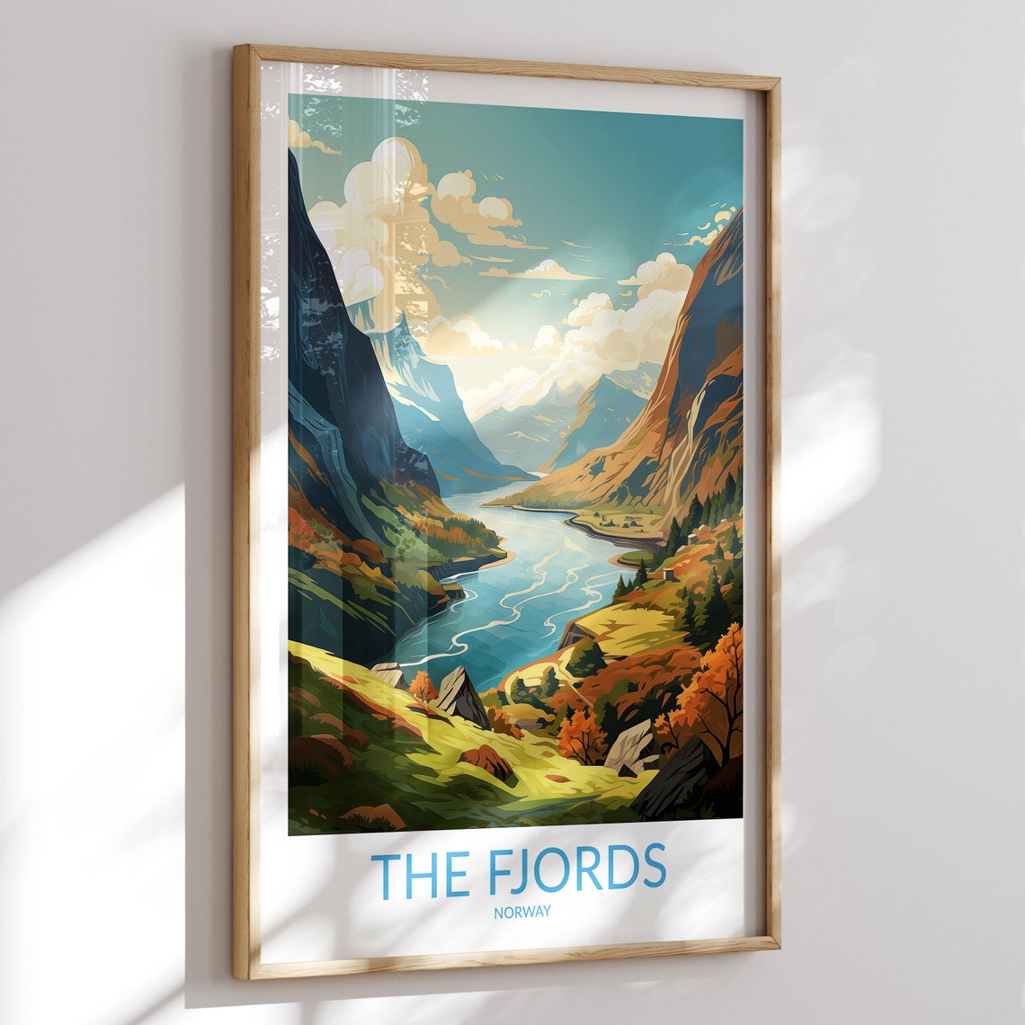 The Fjords Norway River Winding Through Autumn Valley Poster
