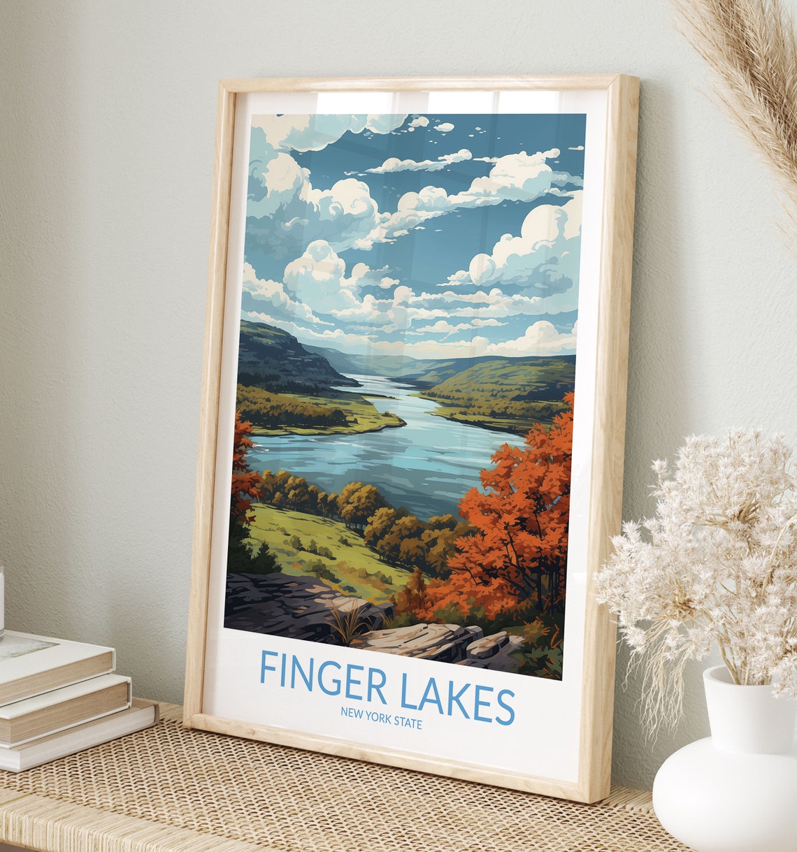 Finger Lakes New York State Autumn Lake Scenic Panorama Poster