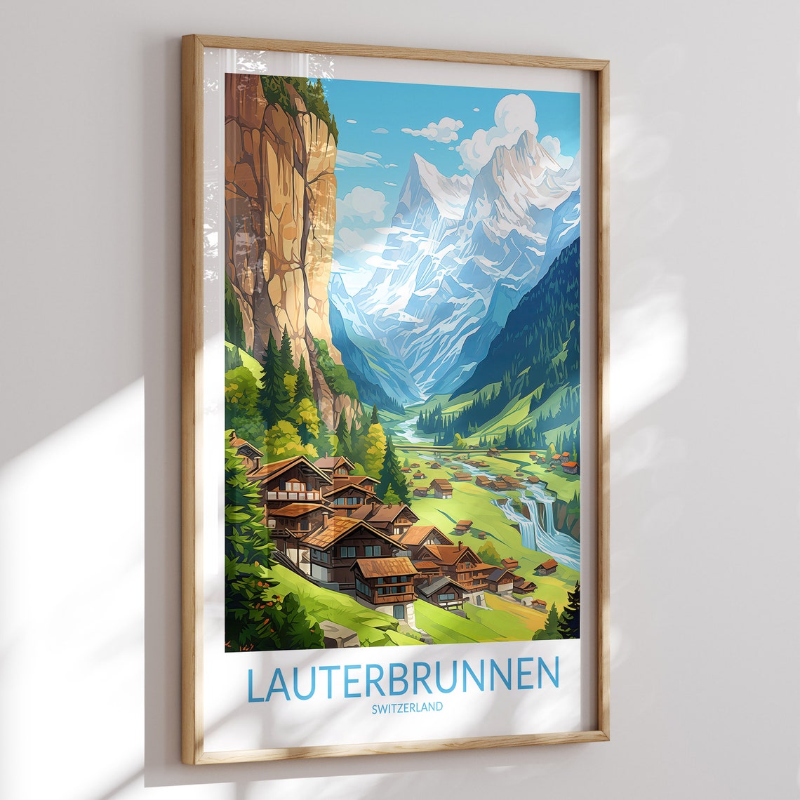 Lauterbrunnen Print Lauterbrunnen Poster Lauterbrunnen Wall Art Lauterbrunnen Art Print Artwork Travel Gift Switzerland
