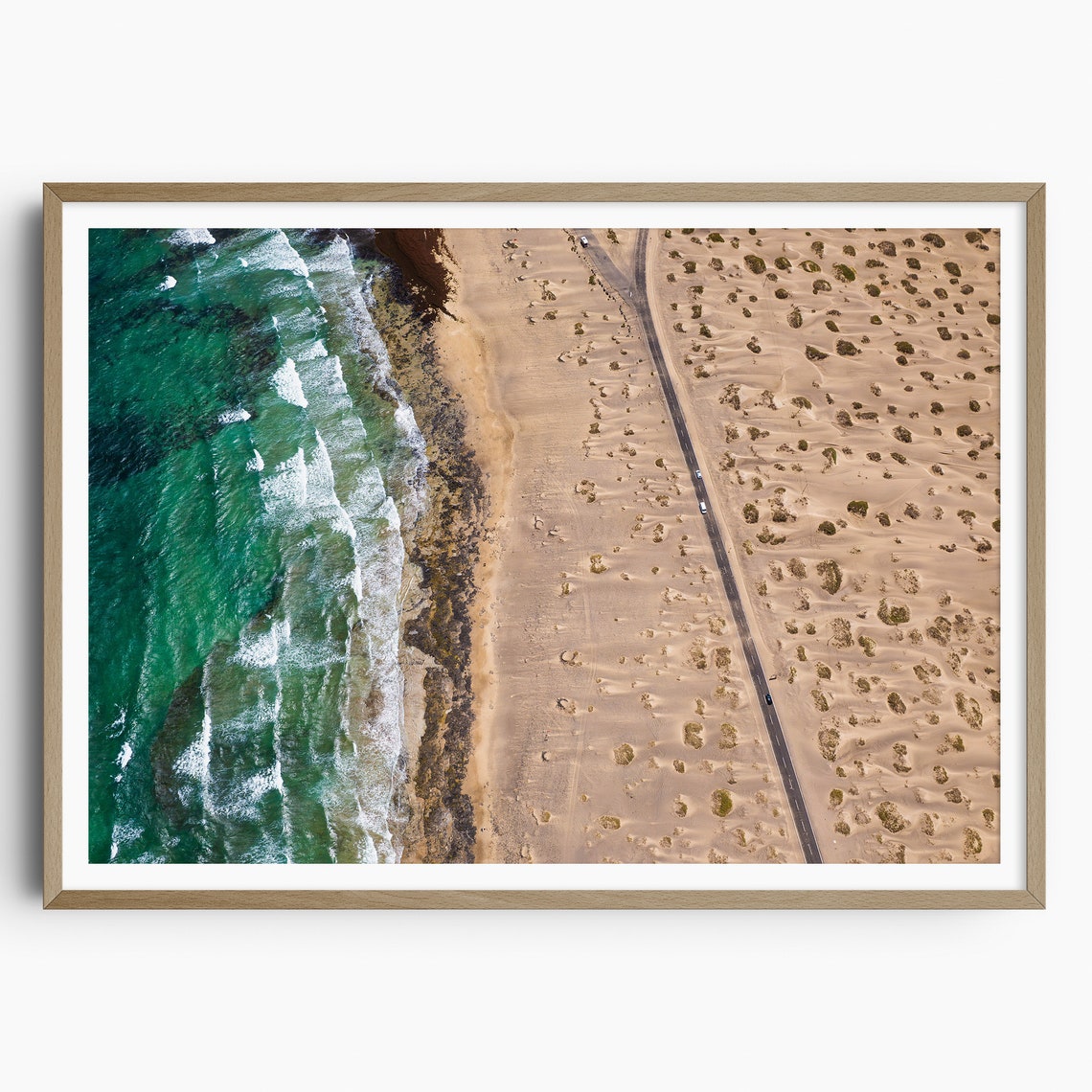 Famara Beach Top Down Waves Dunes Aerial Lanzarote Ocean Print