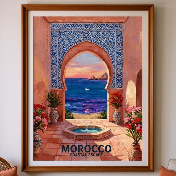 Morocco Coastal Art Print Travel Inspired Home Decor