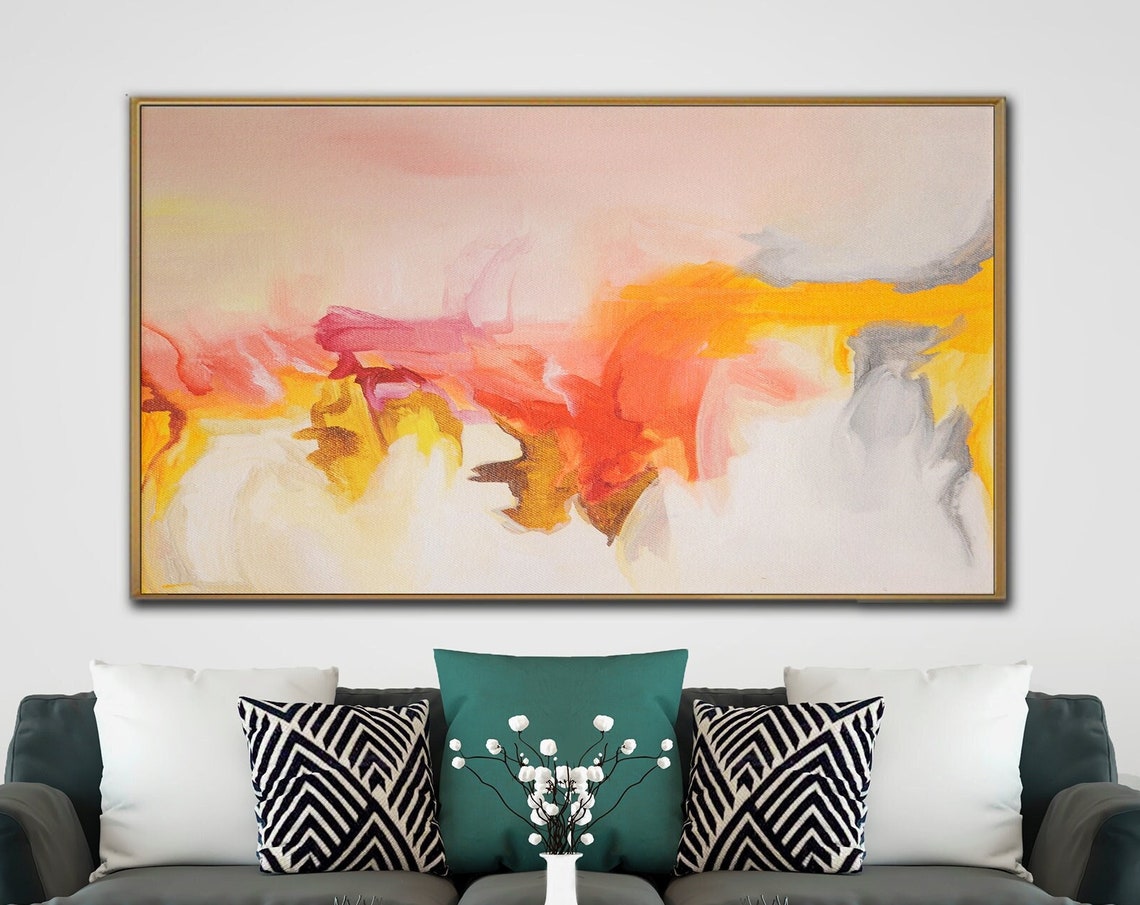 Peach Orange Yellow Soft Sunset Abstract Horizontal Wall Poster