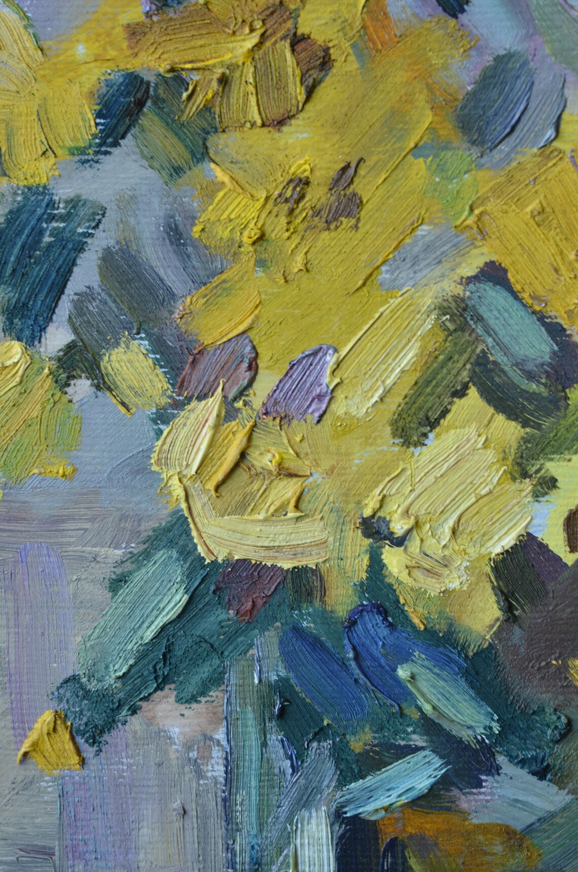 Yellow Flowers Bouquet In Glass Vase Still Life Painting Art Poster - Image 3
