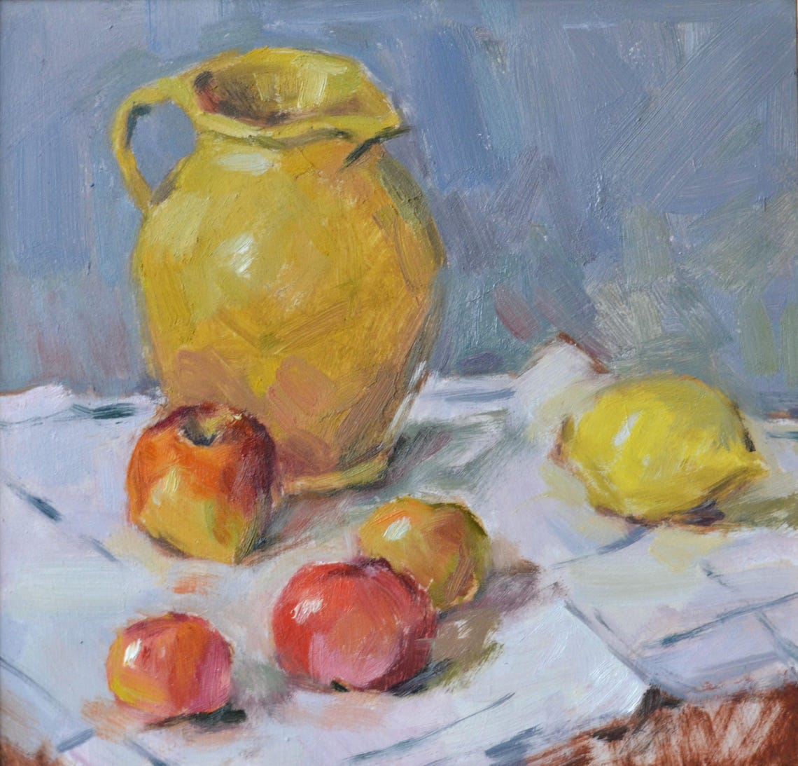 Yellow Jug With Apples And Lemon Impressionist Kitchen Wall Art - Image 2