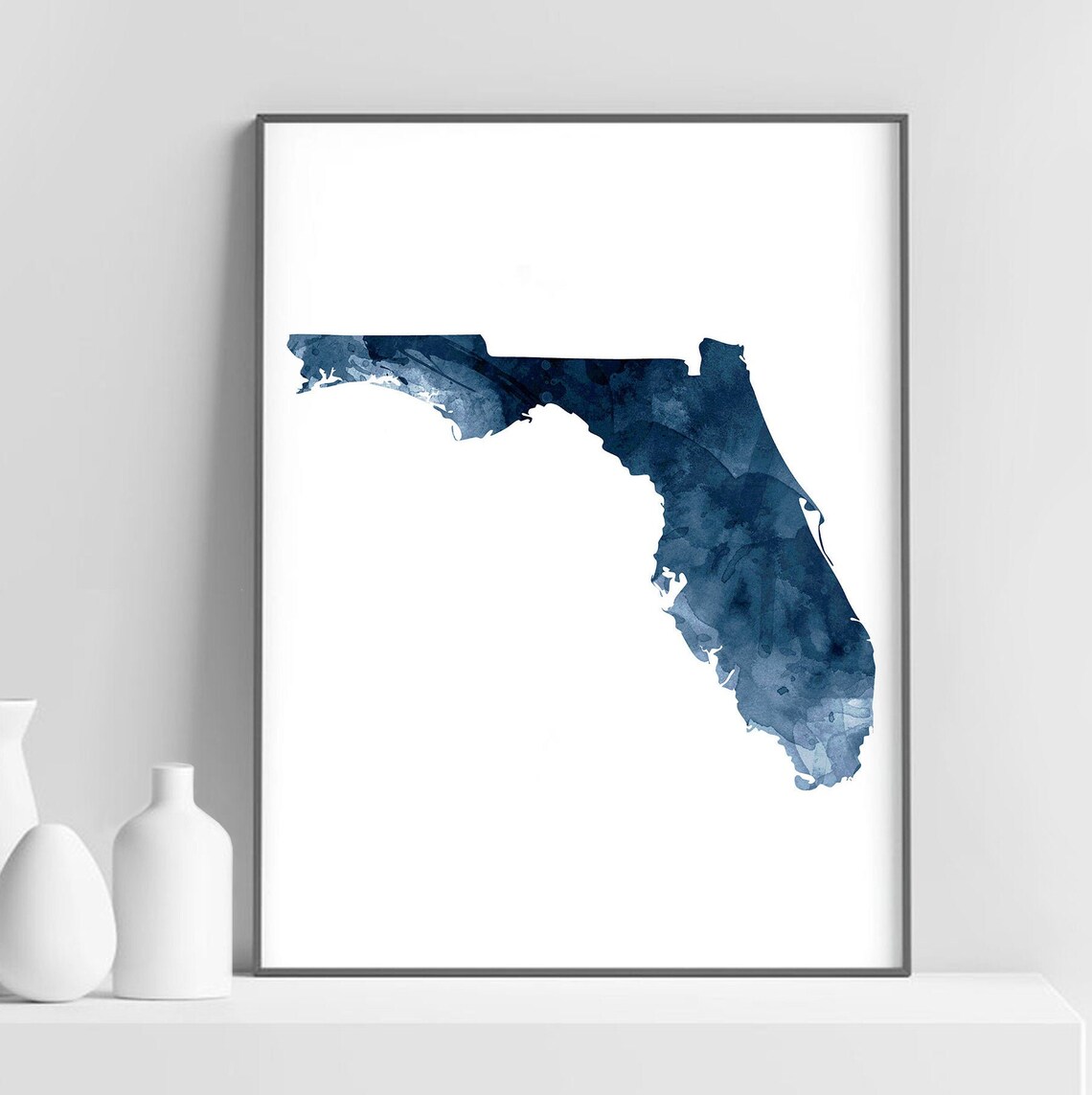 Florida State Map Watercolor Art Poster, Modern