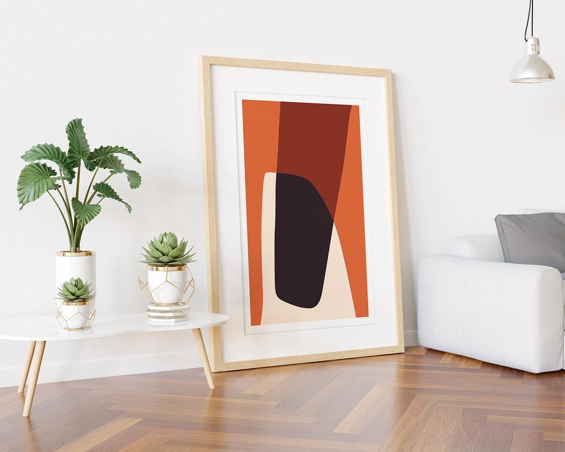 Abstract Orange and Brown Shapes Minimalist Modern Art Poster - Image 3