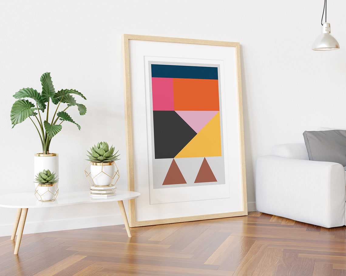 Geometric Color Blocks and Triangles Bold Palette Art Poster - Image 3