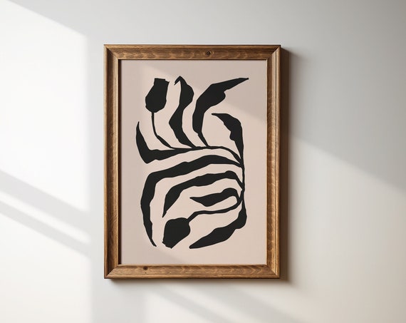 Abstract Botanical Wall Art Moody Botanical Print Neutral Botanical Wall Art Wavy Floral Wall Art Boho Wall Flower Print Matisse Print