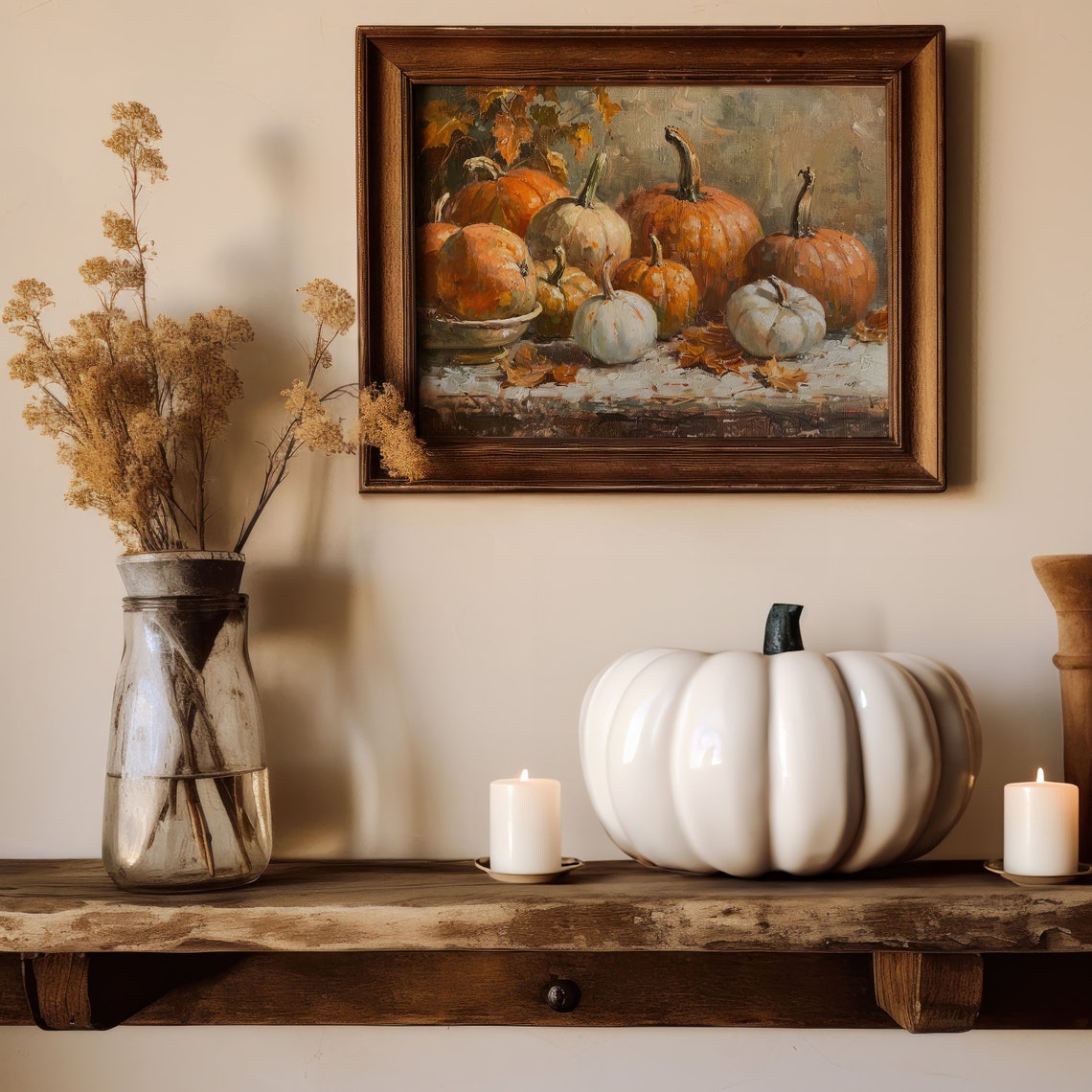 Pumpkins Vintage Still Life Painting Art Print - Image 2