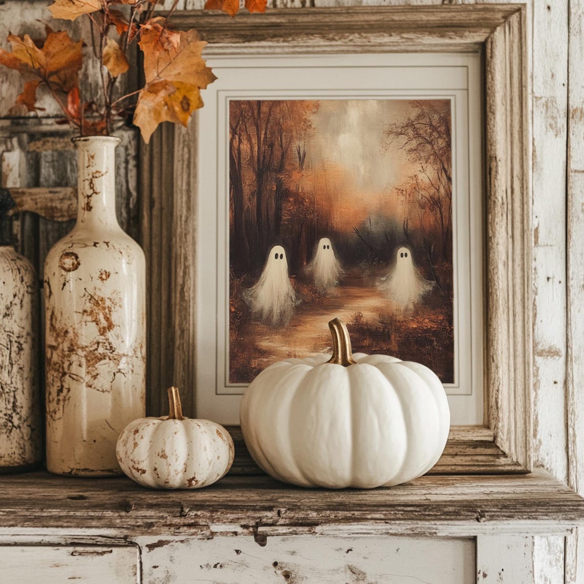 Moody Forest Ghosts, Vintage Halloween Art Print - Image 2