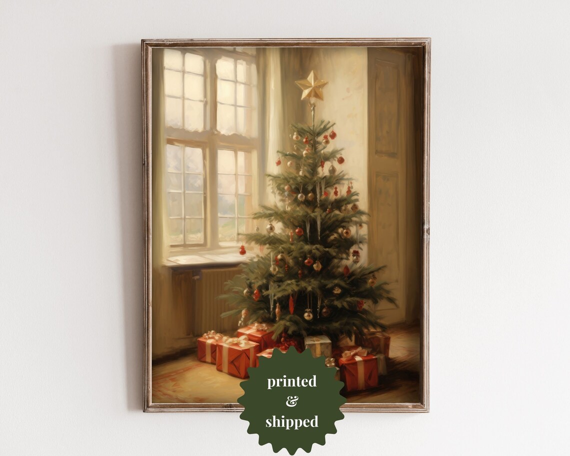 Festive Christmas Tree, Victorian Style Painting