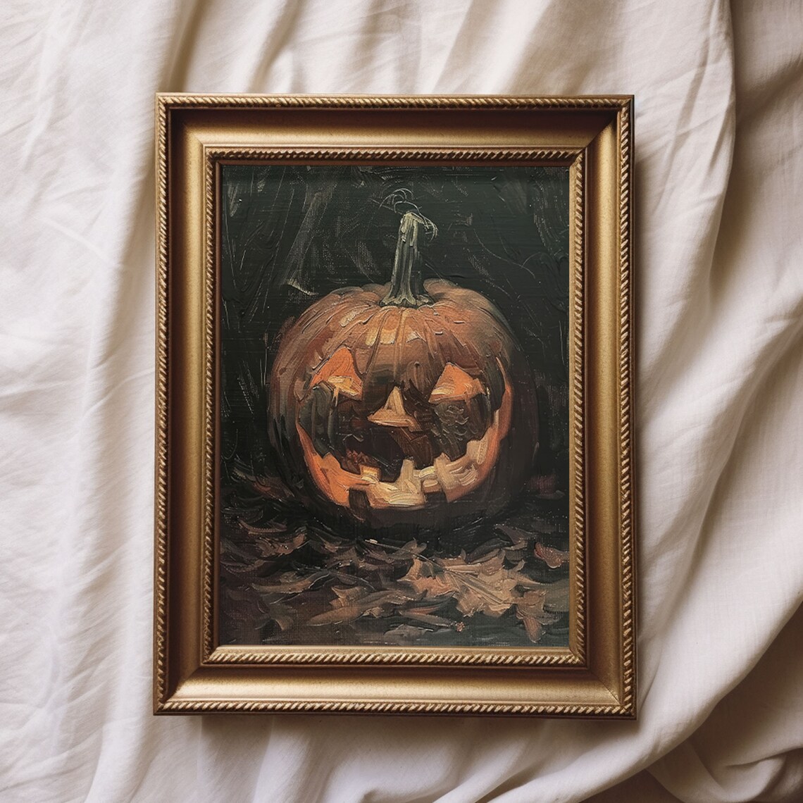 Jack O Lantern Vintage Style Painting, Halloween Art - Image 2