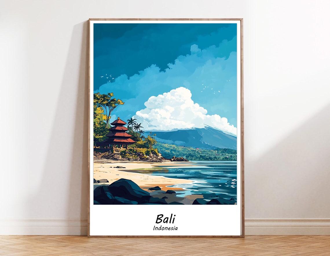 Bali Indonesia Lush Jungle Temple Pagodas Tropical Travel Poster - Image 3