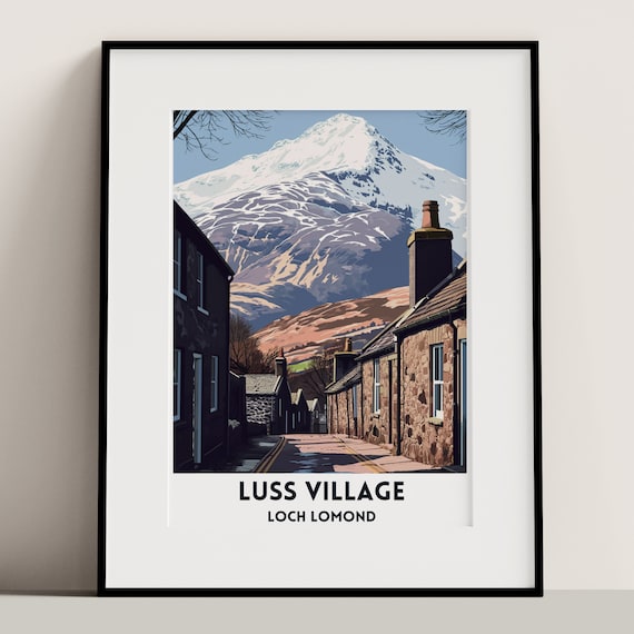 Luss Village Loch Lomond Stone Street Mountain Travel Poster