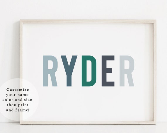 Custom Name Print, Modern Kids Room Art Print