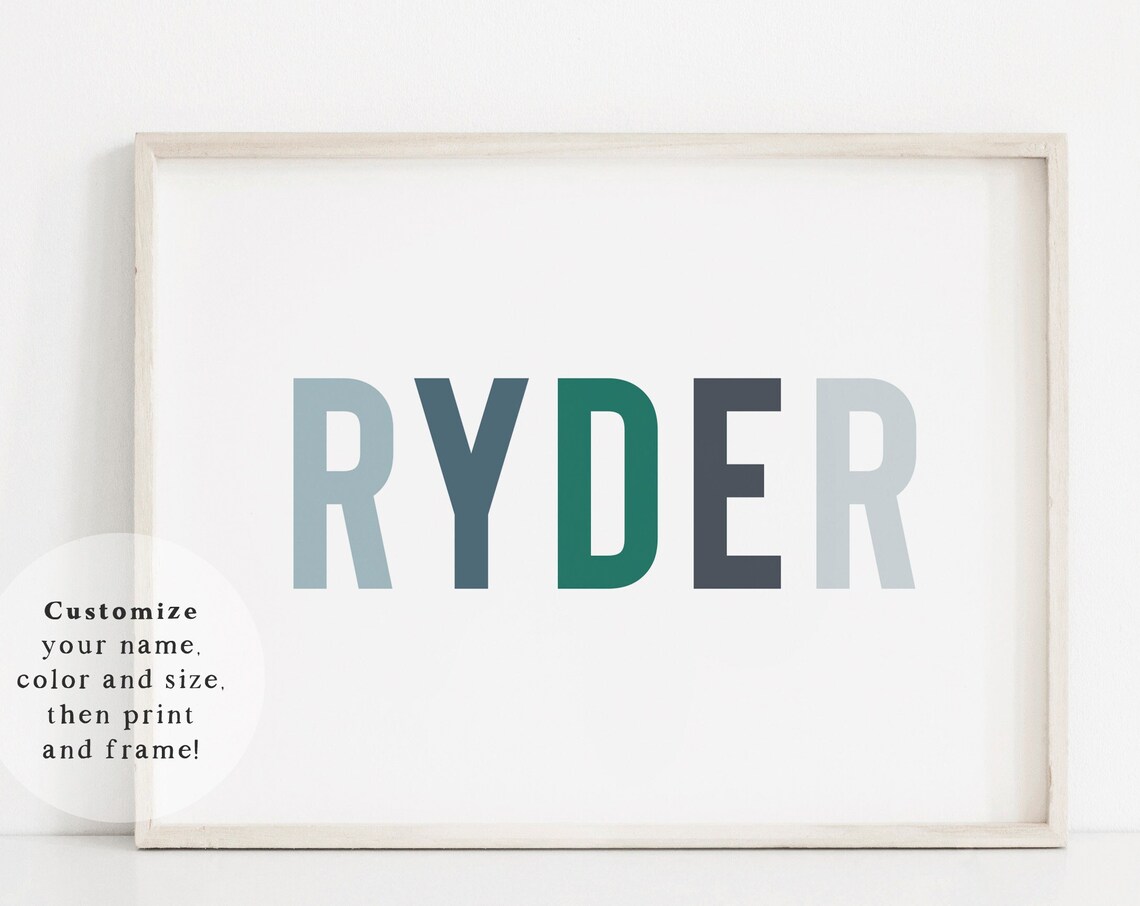 Custom Name Print, Modern Kids Room Art Print