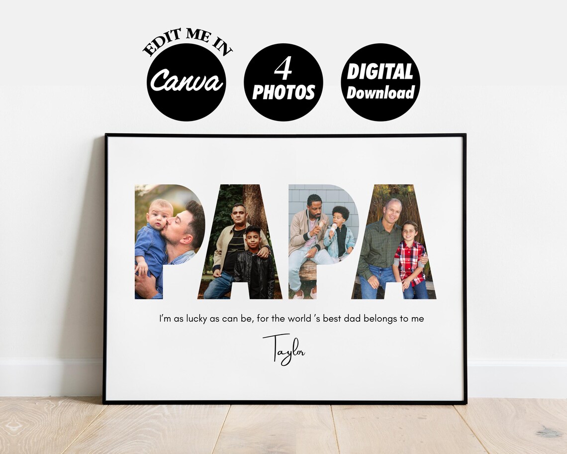 Personalized Papa Photo Collage Gift, Daddy Present - Image 5
