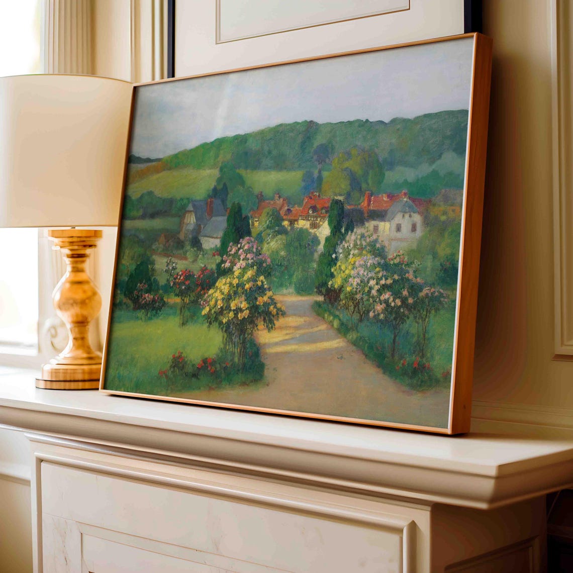 Vintage Rose Garden Painting Cottage Garden Print Country Landscape Wall Art Rustic Farmhouse Art Poster Wa159 - Image 3