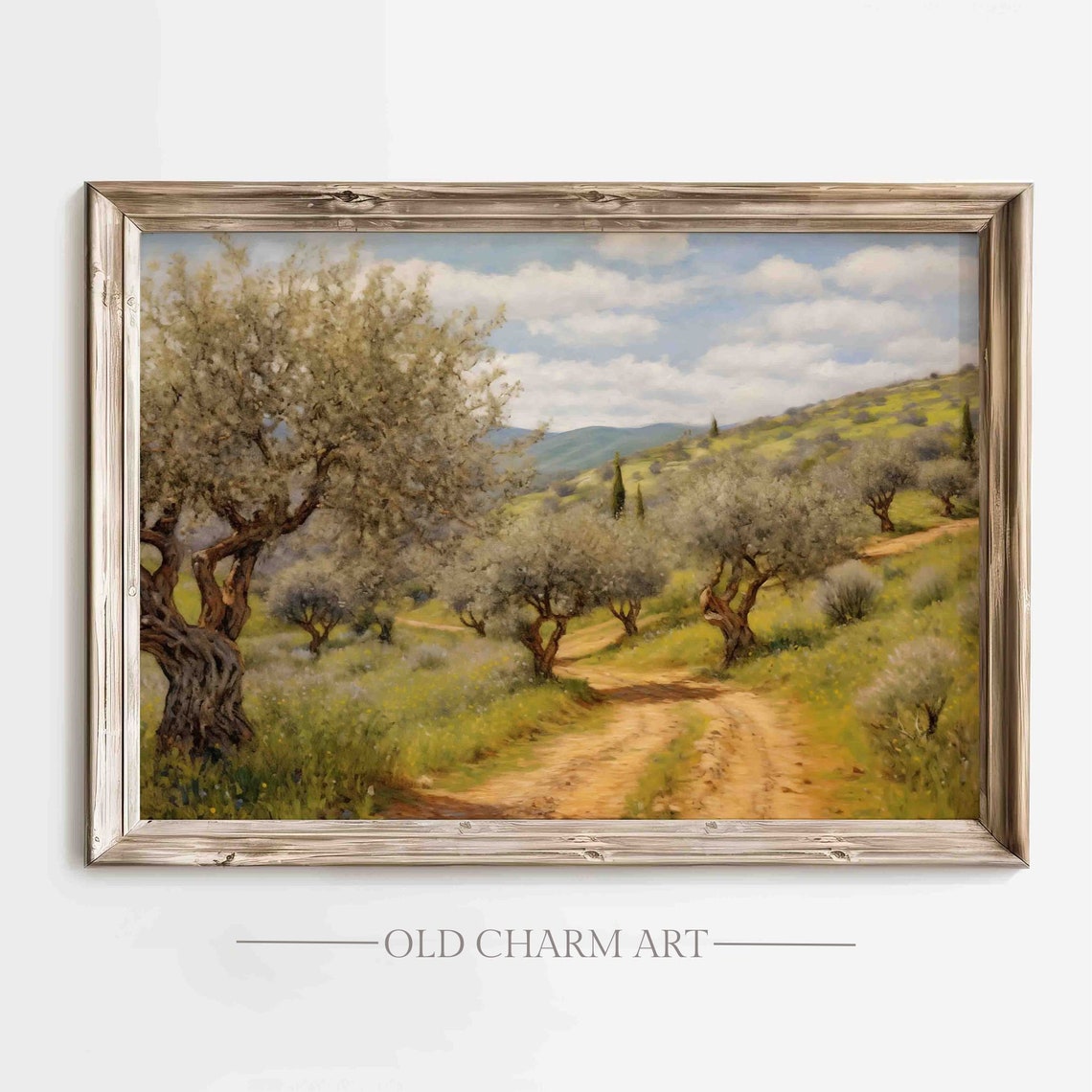 Landscape Painting Vintage Landscape Oil Painting Spring Garden Wall Art Farmhouse Art Print Wa102