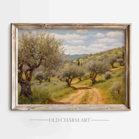Landscape Painting Vintage Landscape Oil Painting Spring Garden Wall Art Farmhouse Art Print Wa102