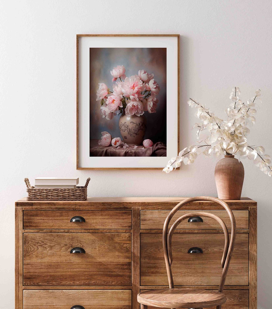Pink Peonies in a Ceramic Vase Romantic Floral Still Life Art Print - Image 4