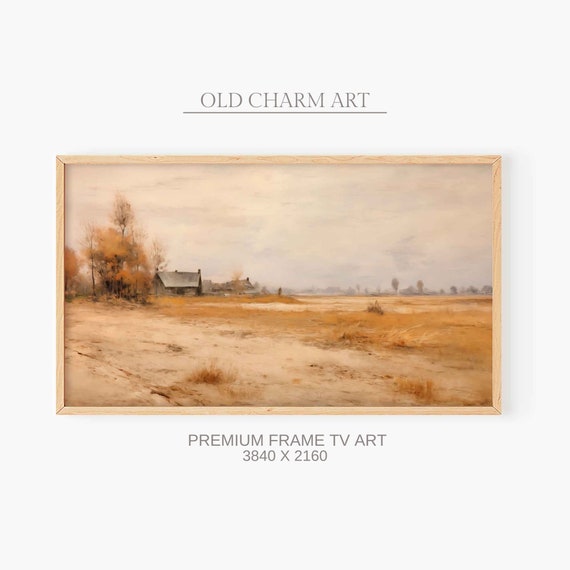 Frame Tv Art Rustic Landscape Vintage Painting Cottagecore Art For Tv Farmhouse Decor Tvf3