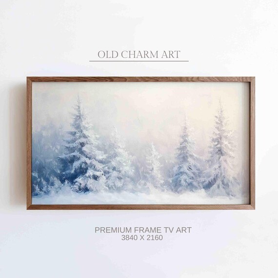 Winter Frame Tv Art Snowy Forest Painting Art Winter Tv Screensaver Tvf89