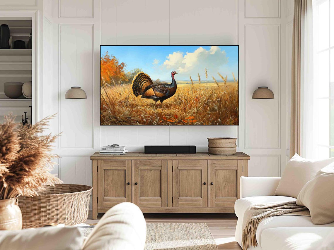 Wild Turkey In A Golden Wheat Field Under A Summer Sky Poster - Image 4