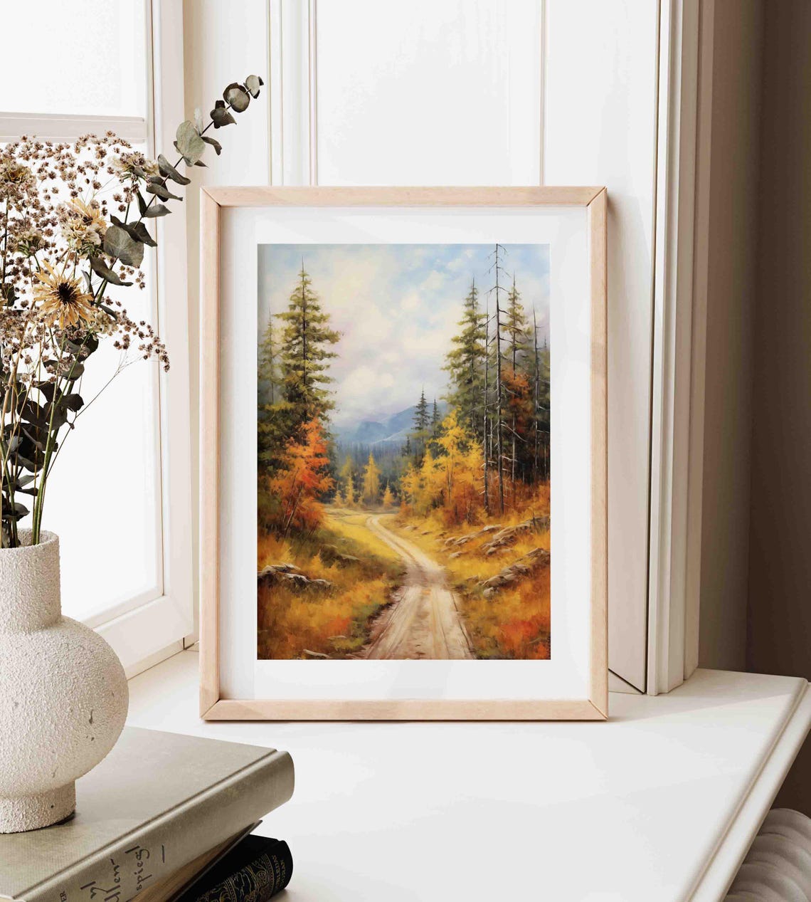 Autumn Mountain Road Through Pines and Golden Trees Scenic Poster - Image 3