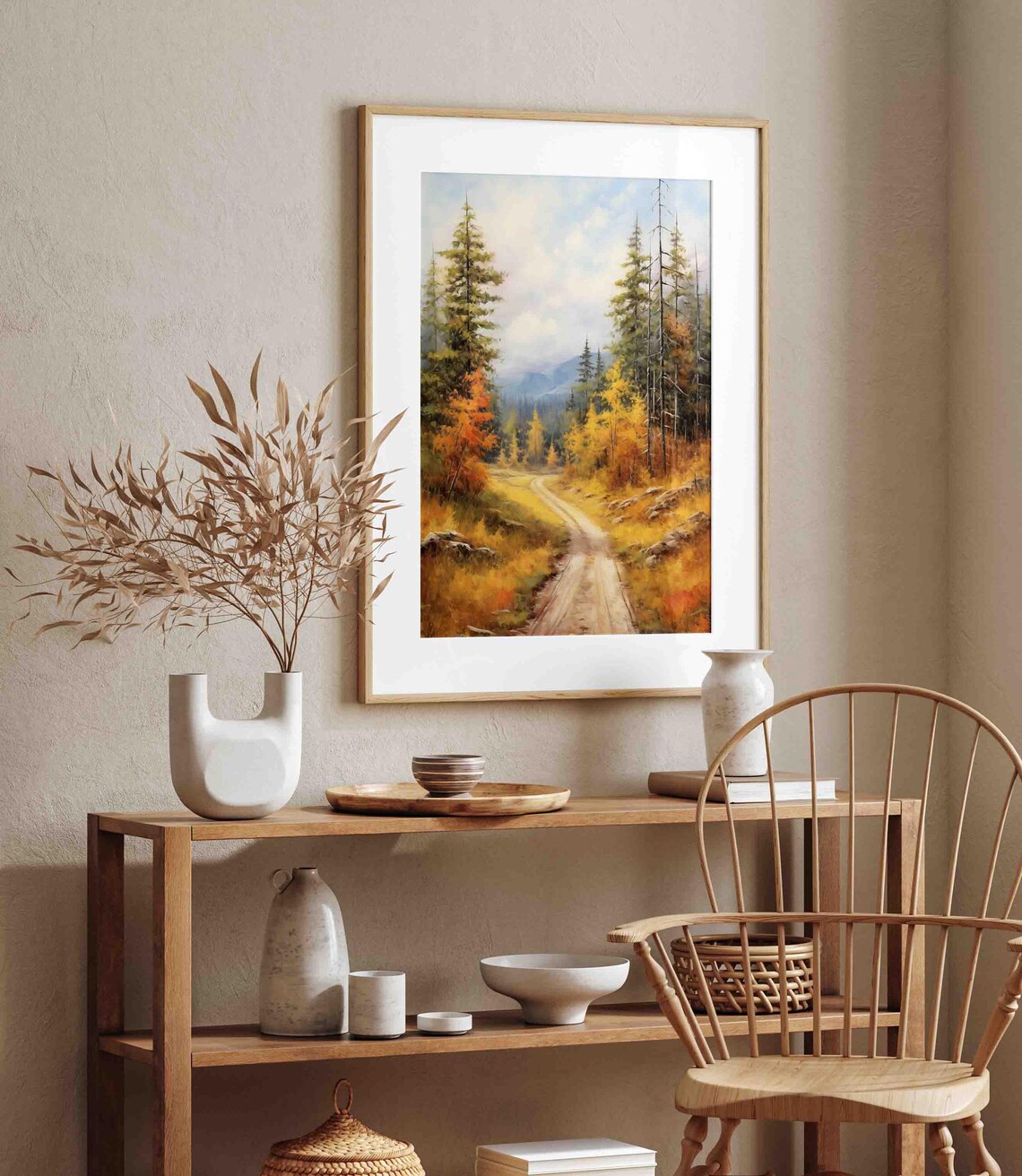 Autumn Mountain Road Through Pines and Golden Trees Scenic Poster - Image 4