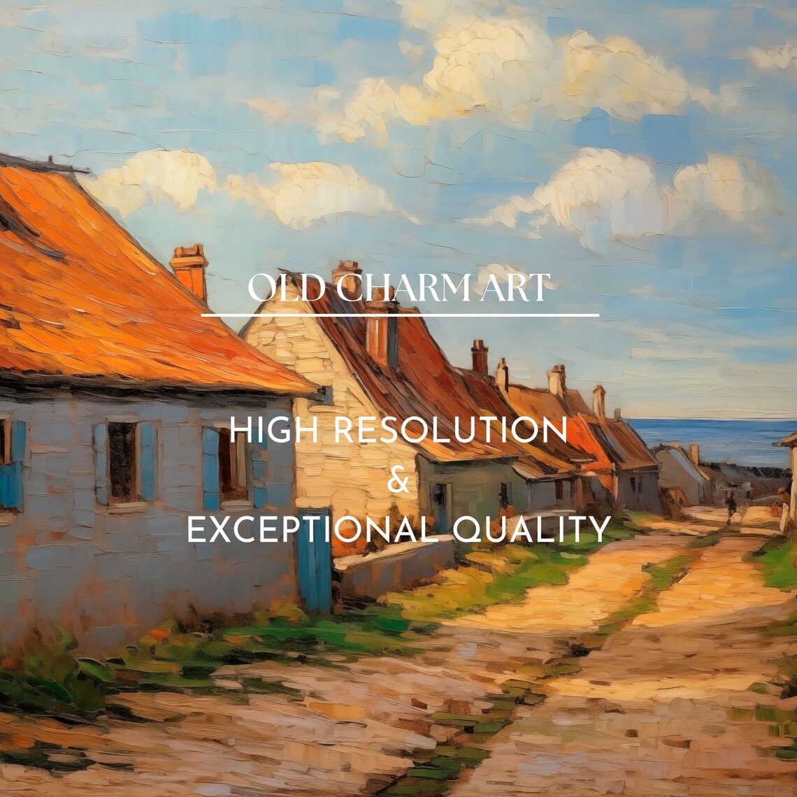 Coastal Fishing Village Street With Red Tiled Roofs Old Town Poster - Image 2