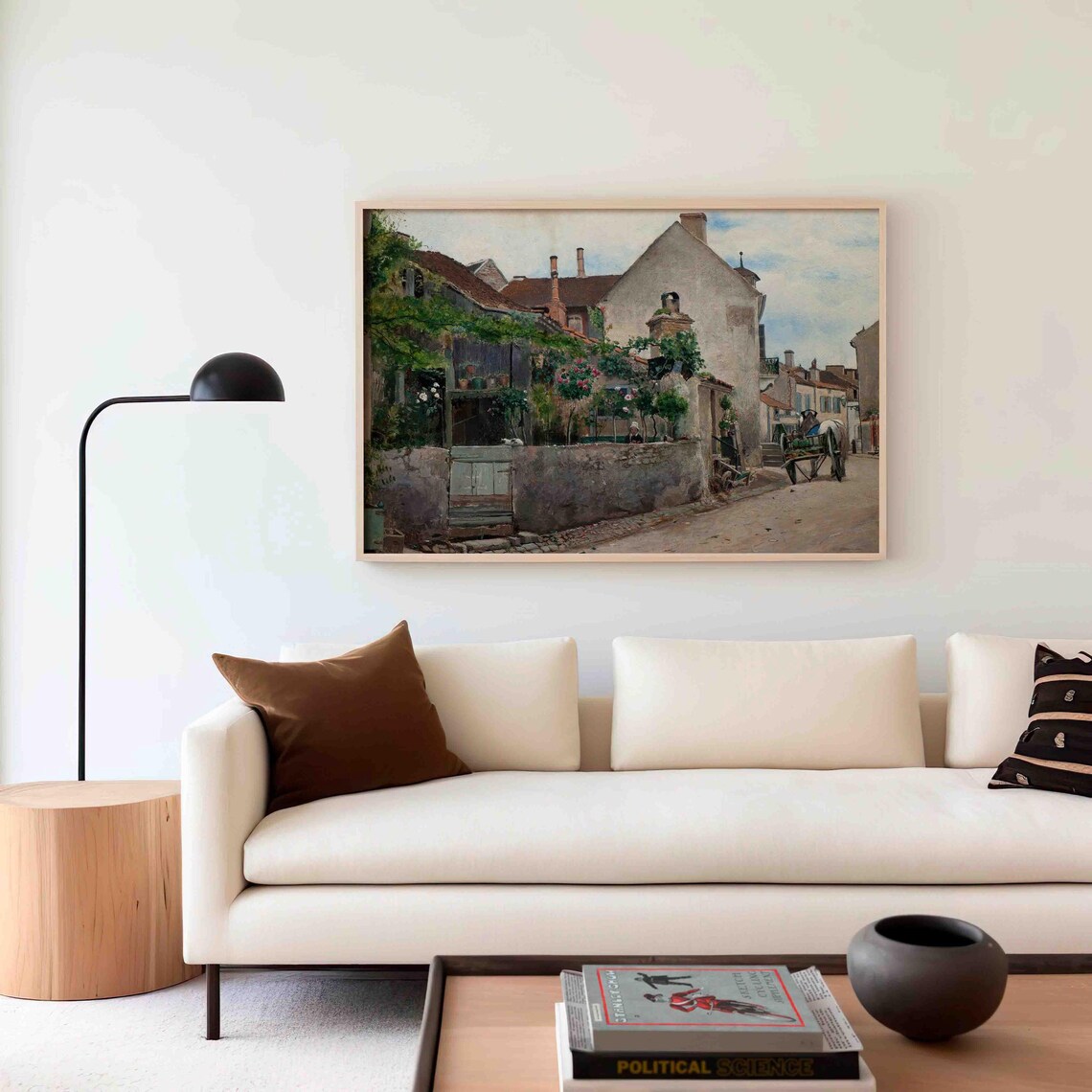 Old French Village Street Stone Houses Horse Cart Antique Art Poster - Image 3