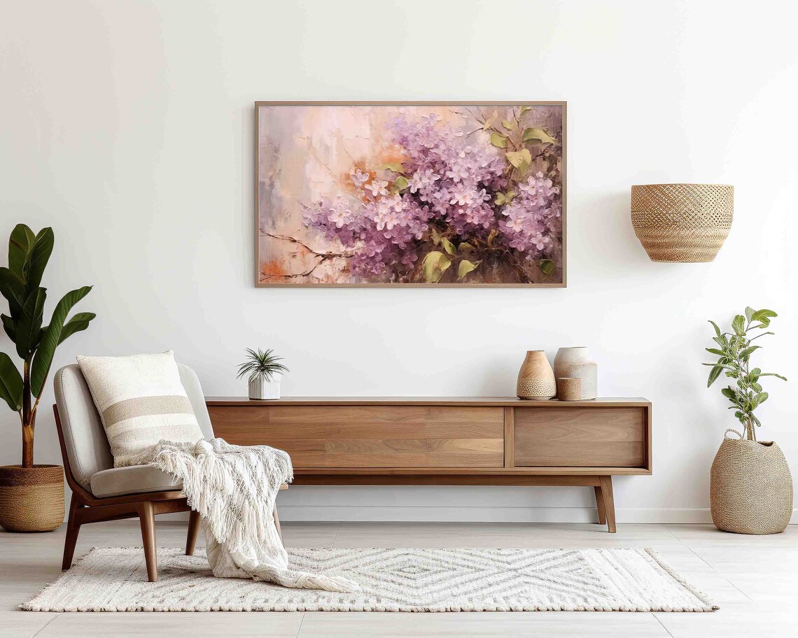 Purple Lilac Blossoms Spring Floral Frame TV Art Display Poster - Image 3