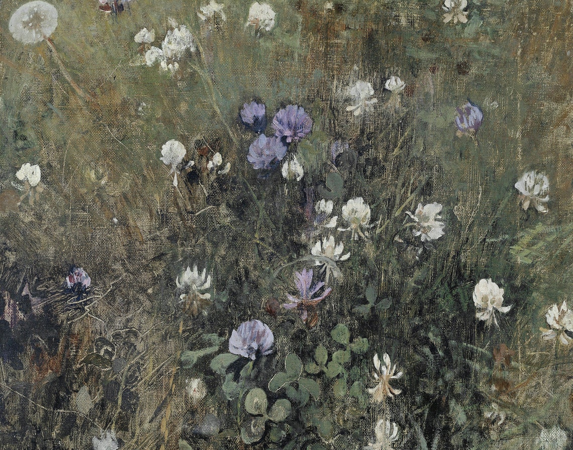 Antique Country Flower Art Clover Art Spring Art Garden Painting Flower Wall Art Vintage Art Antique Painting Spring Wall Decor - Image 3