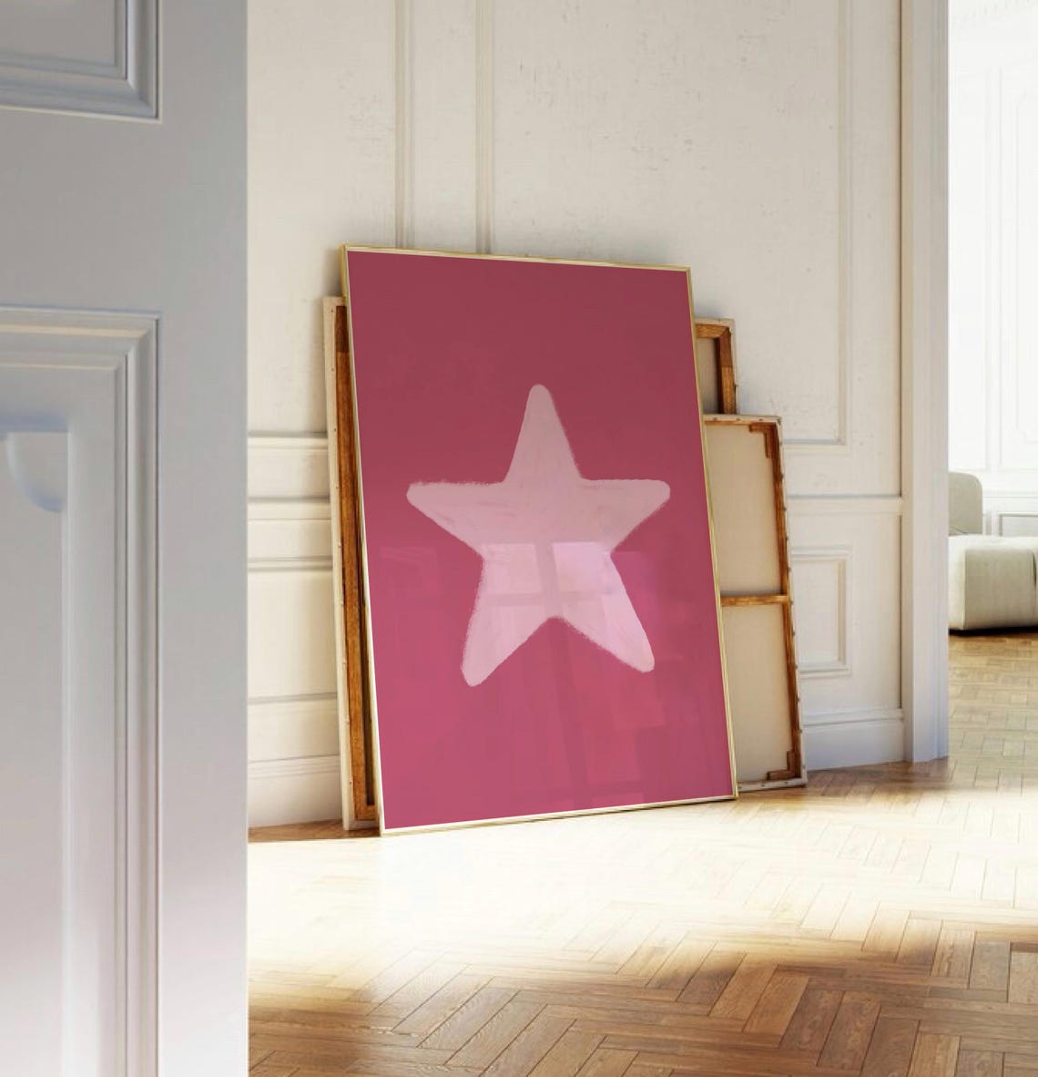 Pink Star Minimalist Hand Drawn Abstract Star Illustration Poster - Image 3
