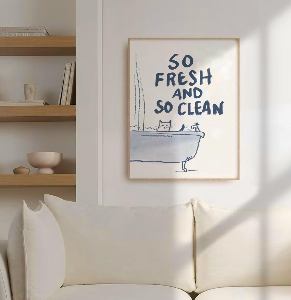 So Fresh And So Clean Bathroom Cat Typography Art Print - Image 2