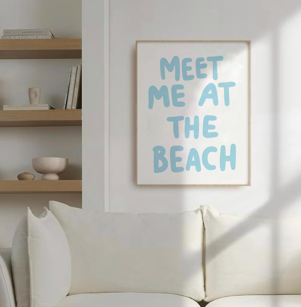 Meet Me at the Beach Light Blue Coastal Summer Escape Quote Poster - Image 2