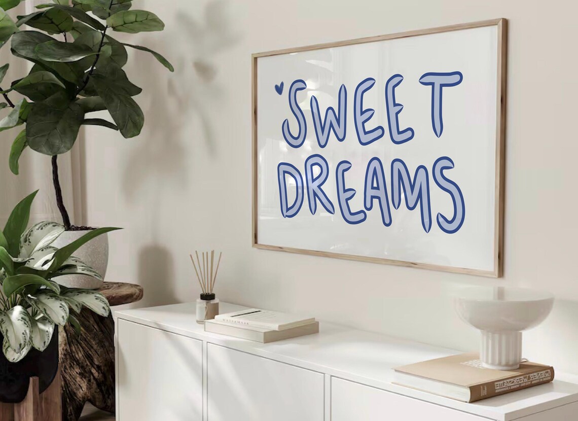 Sweet Dreams Typography Wall Art, Bedroom Poster - Image 2