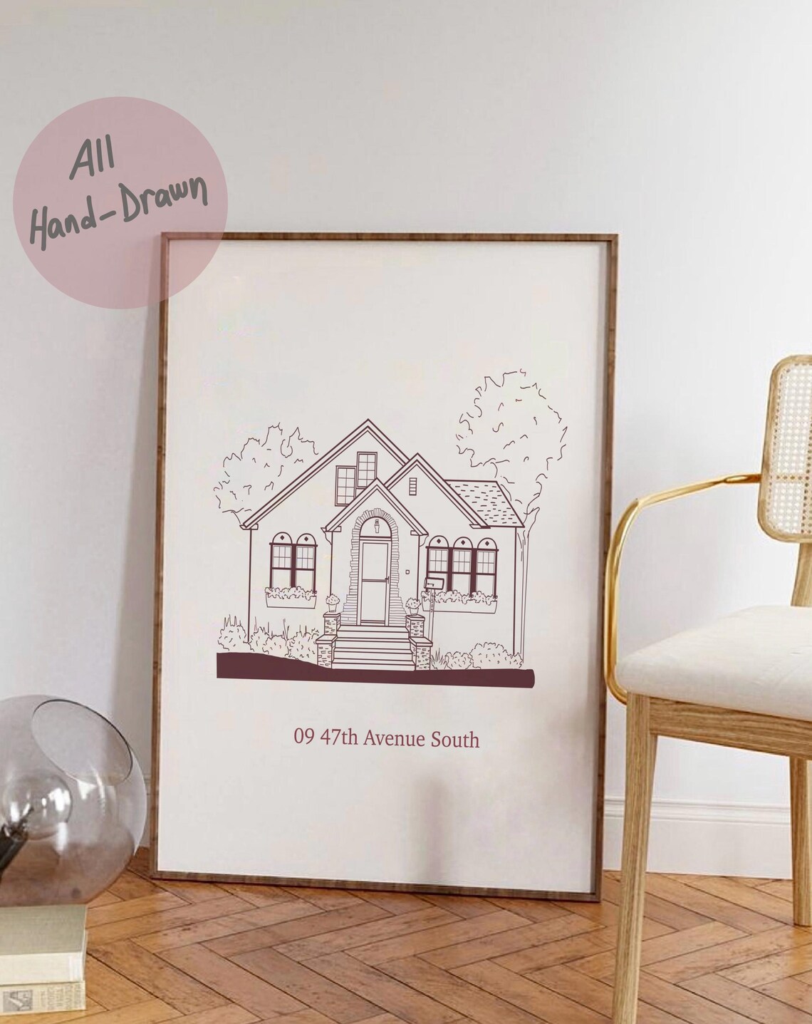 Custom House Portrait Personalized House Line Art Print