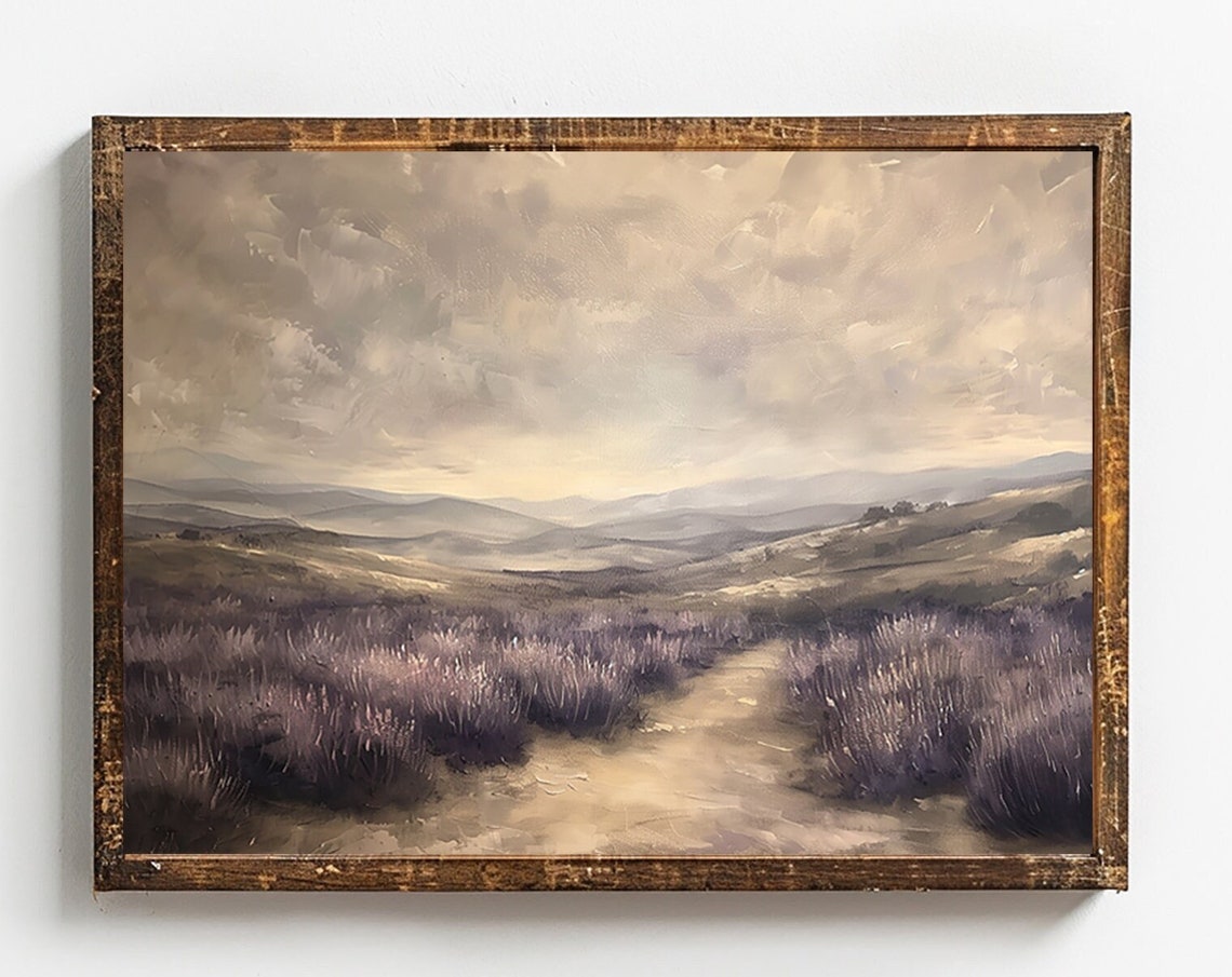 Winding Path Through a Lavender Field at Dusk Landscape Poster