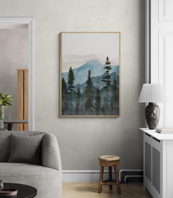 Forest And Mountain Landscape, Scenic Wall Art