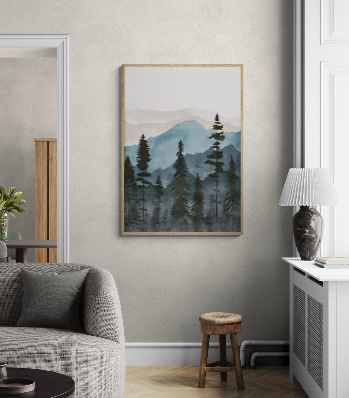 Forest And Mountain Landscape, Scenic Wall Art