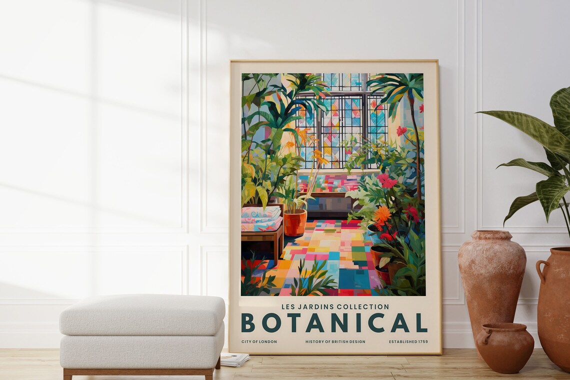 Les Jardins Botanical Conservatory Colorful London Floral Art Poster - Image 4