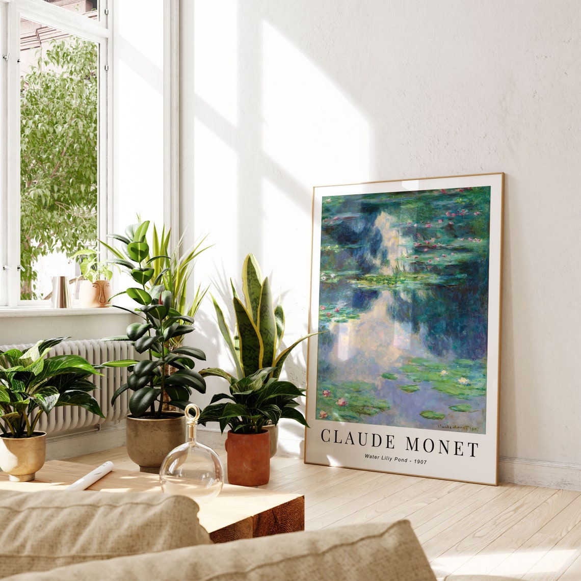 Claude Monet Water Lily Pond 1907 Cloud Reflection Pink Lilies Poster - Image 2