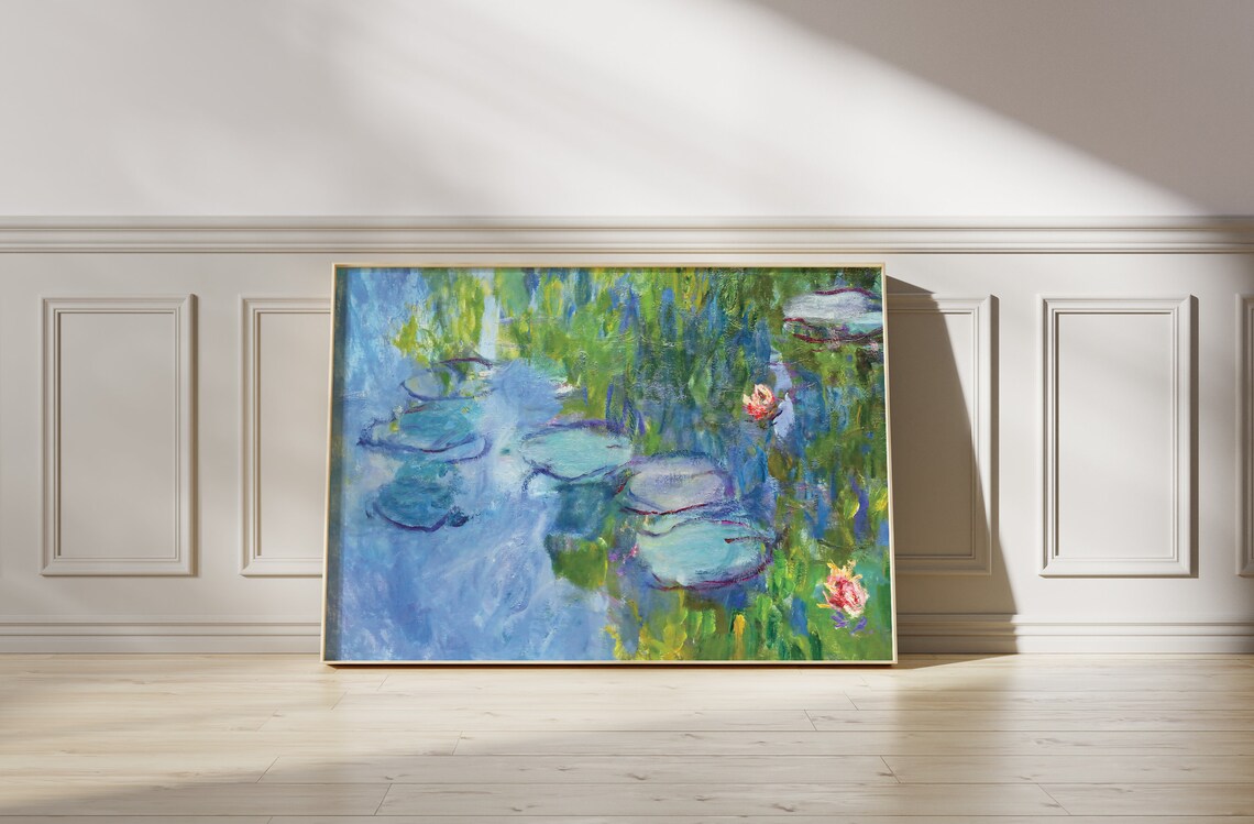 Claude Monet Water Lily Pond Blue Green Abstract Lily Pads Bloom Poster - Image 4