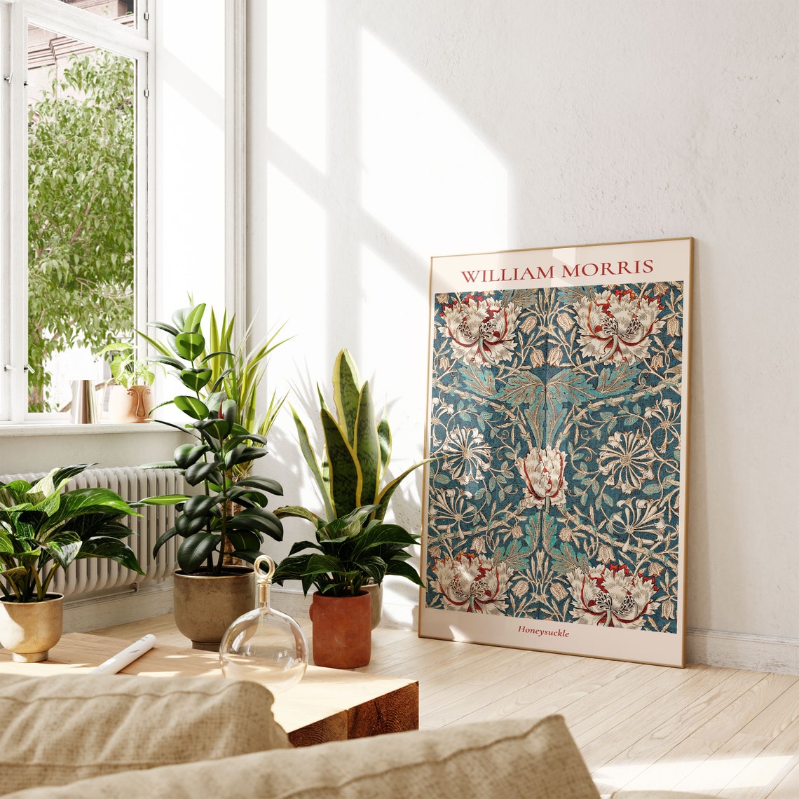 William Morris Honeysuckle Teal Floral Art Nouveau Pattern Poster - Image 5