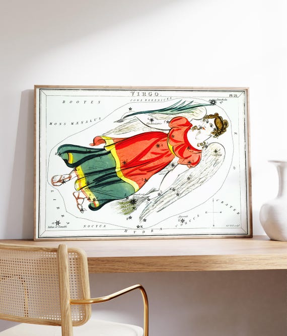 Virgo Zodiac Star Sign Poster Celestial Wall Art Poster Constellation Artwork Original Astrology Gift Star Map Decor Astronomical Print