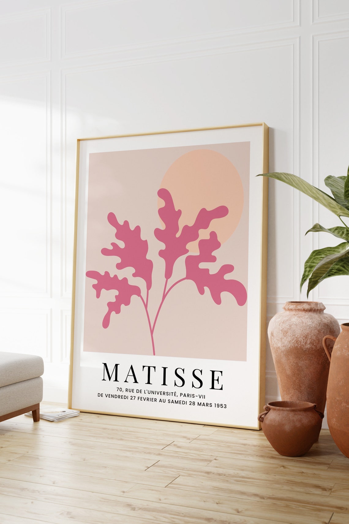 Henri Matisse 1953 Paris Exhibition Pink Cut Out Botanical Poster - Image 3